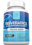 Resveratrol - 1250 MG Extra Strength Supplemets - The Premium All-Natural Formula for Healthy Immune & Cardiovascular System - Total Anti-Aging Antioxidant Skin Protection- 60 Capsules