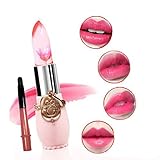 Voberry Cosmetics Long Lasting Lipstick Translucent Moisturize Jelly Lipstick Lip Gloss Lip Balm with Free Lip Brush (Red)
