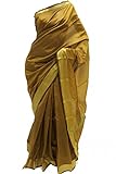 Krishna Sarees Women's Goldenrod and Gold Poly Cotton Saree Indian Poly Cotton Saree Sari Curtain Drape Fabric Unstitched Blouse Piece Goldenrod And Gold