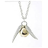 Bronze Tone Golden Snitch Harry Potter the Deathly Hallows Wing Charm Gold Ball Pendant Chain Necklace 50CM