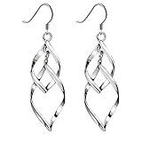 Bassion Women's Classic Double Linear Loops Design Silver Earrings
