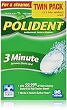 Improved Triple Mint Freshness - Polident Antibacterial 3 Minute Denture Cleanser 96 Tablets Per Box (Pack of 2)
