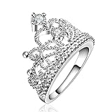 925 Sterling Silver Princess Crown Ring with Cubic Zirconia Inlaid Fashion Jewelry Engagement Wedding Ring for Women