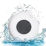 Waterproof Bluetooth 3.0 Shower Speaker, GreenElec [Portable Audio System] Built-in Mic, Control Buttons and Dedicated Suction Cup for Showers, Bathroom, Pool, Boat, Car, Beach, & Outdoor Use (White)