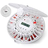 LiveFine Automatic Pill Dispenser W/ Solid & White Lids Included, 28-Day Electronic Medication Organizer with Alerts, Flashing Light and Safety Latch - Dispenses Prescriptions Up To 6 Times Per Day -