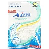 Aim 90 Floss Picks Mint Waxed Nylon Thread Dental - 3 Pack by A.I.M.