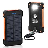 GRDE 10000mAh Solar Charger Dual USB Backup Battery Charger Portable Solar Power Bank External Power Pack for iPhone iPod Samsung Smart Phone Camera GPS -Orange