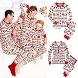 Elaco Familyclothing Matching Outfit Christmas Pajamas Red Happiness Elk Pattern Sleepwear PJs Sets For Family (6M, Baby)