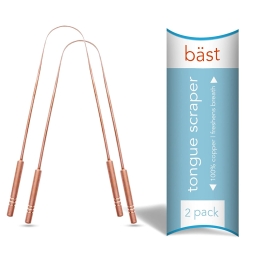 Bst Tongue Scraper  100% Copper (2 Pack) Premium Tongue Cleaner  Improve Oral Health  Ayurvedic Cleaning Tool