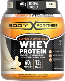 Body Fortress Super Advanced Whey Protein Powder, Vanilla Flavored, Gluten Free, 2 Lb