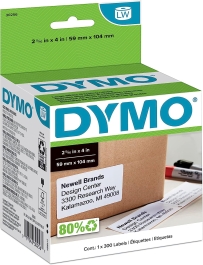 DYMO Authentic LW Standard Shipping Labels for LabelWriter Label Printers, White, 2-5/16'' x 4'', 1 roll of 300 (30256)