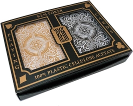 KEM Arrow Black and Gold, Poker Size- Standard Index Playing Cards (Pack of 2)