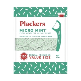 Plackers Micro Mint Dental Flossers, 150 Count