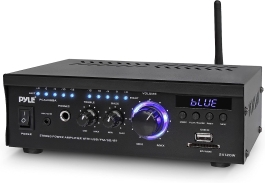 Pyle Bluetooth Computer Speaker Amplifier - 2x120 Watt Home Stereo Power Amplifier Home Audio Receiver System W/Blue Led Display, USB/SD, AUX, RCA, Headphone Jack - Remote - PCAU46BA.5